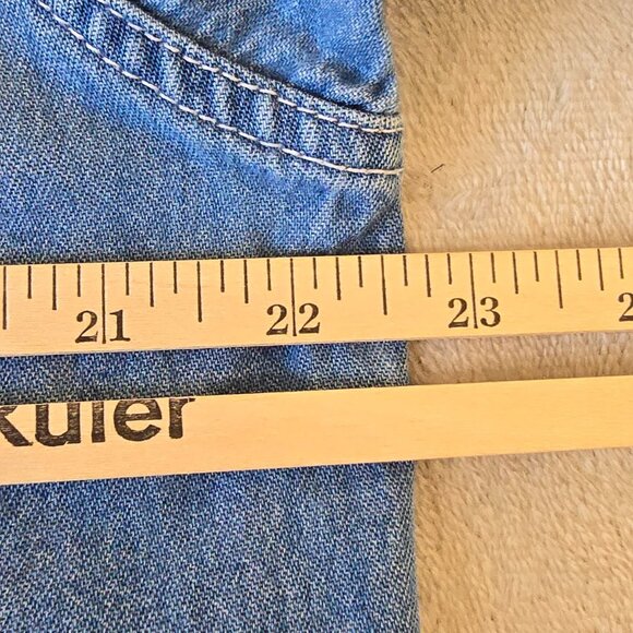 Silver Threads Embroidered Denim Shirt Women Size Large Floral Flowers Jean Art - Picture 9 of 9